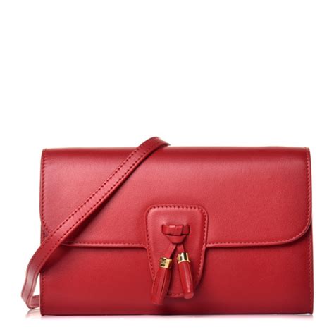 CELINE Smooth Calfskin Tassels Wallet On Strap Red